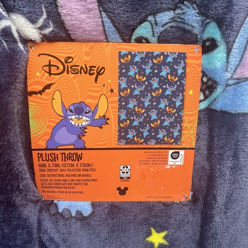Disney Lilo & Stitch Halloween Blue Plush Throw Blanket 50”x70” Pumpkin heads 🎃 - Picture 4 of 9