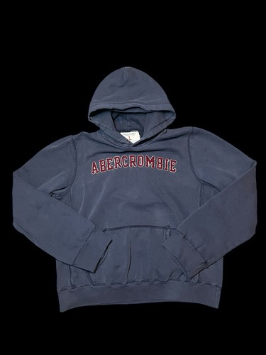 Sudadera con capucha vintage Abercrombie and Fitch para hombre L tejido inverso gris oscuro deletreada - Imagen 1 de 10