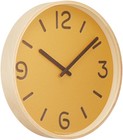 Analog wall clock, yellow, natural wood finish, THOMSON PAPER NY18-15 YE