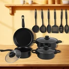 13 Piece Cookware Set Nonstick Pots & Pans Home Kitchen Cooking Non Stick, Black