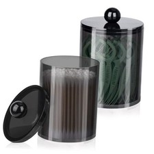 2 Pack Qtip Holder,Canister Apothecary Jar Set, Bathroom 2 pack-black-10 12oz