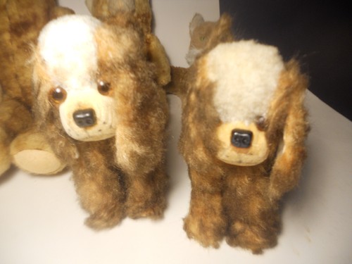 4+ OSO DE PELUCHE Pequeño Perros Carnaval Tipo Años 50 18 en Pose Paja Alemana De Colección - Imagen 3 de 7