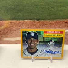 Carlos Pena 2025 Topps Archives Gold / 50 1956 Fan Favorites Auto #56FFA-CP Rays