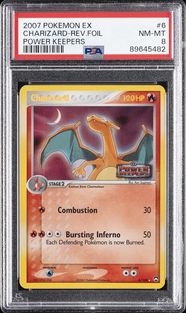 2007 POKEMON EX POWER KEEPERS #6 CHARIZARD-REVERSE FOIL PSA 8
