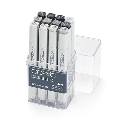 Copic Classic, Alcohol markers, 12pc set 1 Count (Pack of 1), Toner Gray 