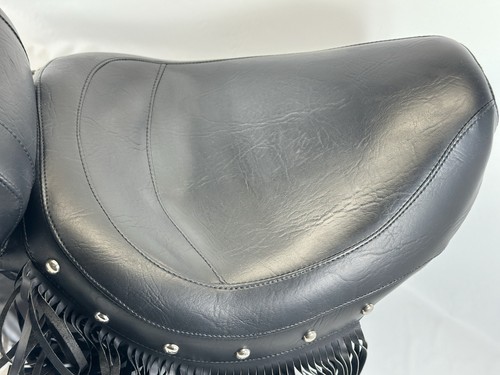 Mustang Touring 2up Seat 84-99 Harley FXST Fringe Tassels Studs Springer Softail - Foto 8 di 18