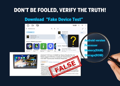 2 DIN 10.1" Android Auto 13 8+128 Car Radio Stereo GPS CarPlay Bluetooth RDS DSP - Picture 4 of 30