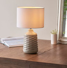 John Lewis Annie Ceramic Rippled Table Lamp - Grey 30cm with White Shade