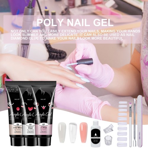 Poly Nail Gel Kit Portable UV Lamp Gel Manicure Home Nail Supplies Effectual - Picture 4 of 10