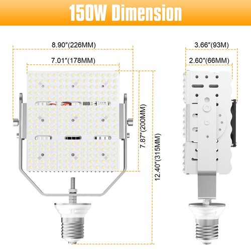 150W Shoebox LED Retrofit Kits Parking Lot Tennis Court Lights E39 Base 5000K - Picture 3 of 12