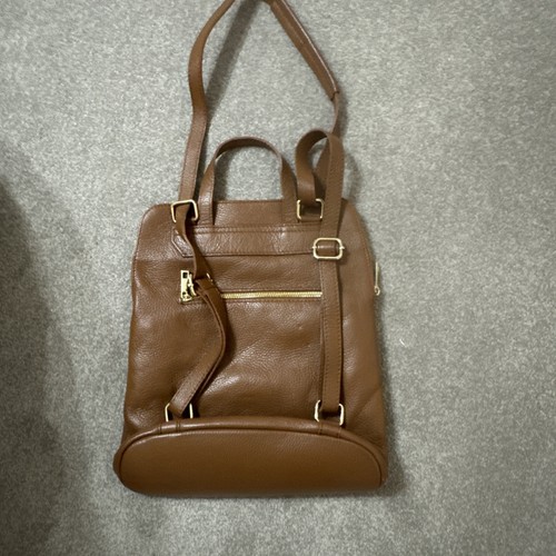 BORSE IN Pelle Made In Italy Brown Leather Sling Bag/Back Pack Bag Purse - Picture 3 of 10