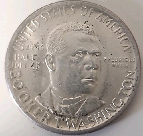 Raw 1946 Booker T. Washington $.50 Uncertified Ungraded Silver Half Dollar - Picture 1 of 2