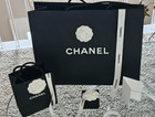 Chanel Classic Shopping Gift Bag  17” x 13” x 7” + 5.5" x 6.5" x 3" Ribbon Rose