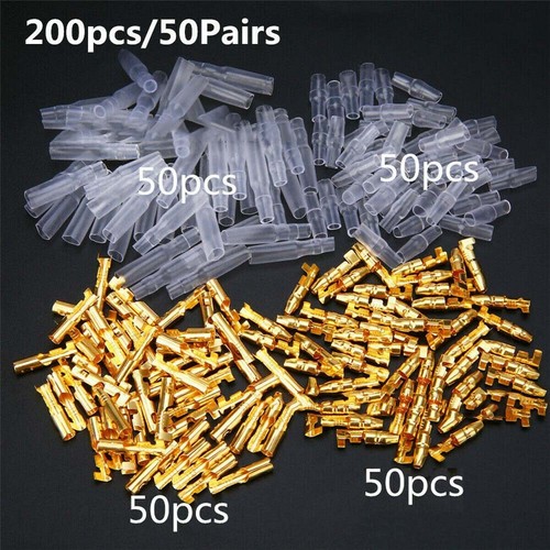 Insulated Brass Bullet-Terminal Connector Crimp Type To 1-2.5mm Cable W/Covers - Picture 21 of 21