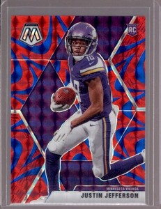 JUSTIN JEFFERSON 2020 Panini Mosaic #209 Reactive Blue Prizm Rookie RC