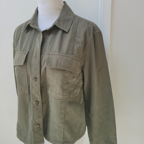 NWT Madewell Jacket Pintucked Long Sleeve Chino Faded Ivy Green Cotton Medium - Picture 4 of 8