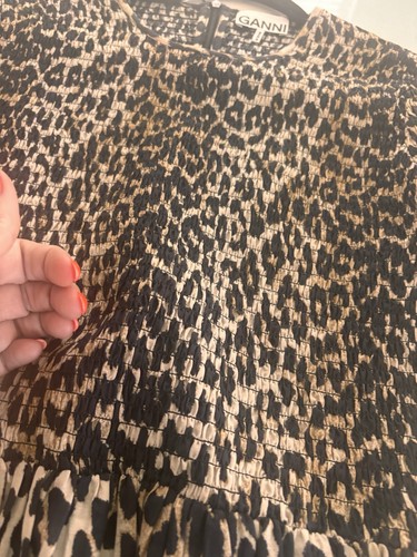 Mini Vestido GANNI Estampado Algodón Popelina Leopardo Talla 40 (US 8) $245 - Imagen 9 de 11