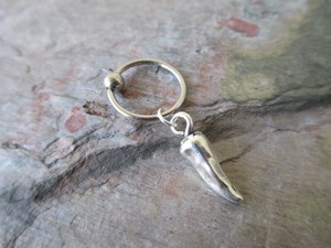 Silver Chili Pepper Cartilage Piercing Captive Ring Tragus 14 Silver Chili Pepper Cartilage Piercing