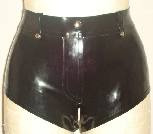 LATEX HOTPANT "Spank me!" MIT ÖFFNUNG IM SCHRITT,Rubber HOTPANT - Picture 2 of 4