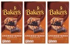 Baker's Unsweetened Chocolate Premium Baking 100% Cacao 4 oz (3 Bars)