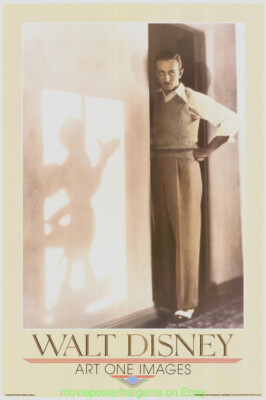 WALT DISNEY And MICKEY MOUSE Poster Print ORIGINAL 1987 Art