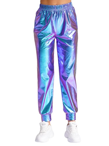 Pantalones de mujer brillantes pantalones holgados pantalones elásticos ropa de club de baile largos - Imagen 81 de 92