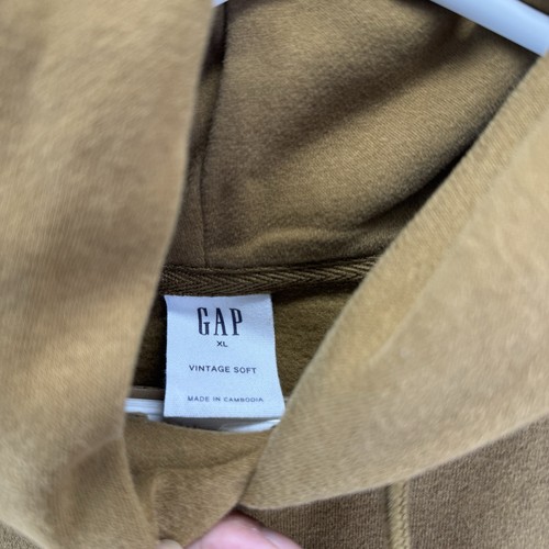 GAP Oversized Mini Logo Hoodie Vintage Soft Palomino Brown Mens SIZE XL - Picture 2 of 9
