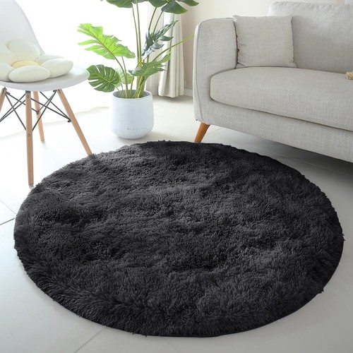 Circle Round Shaggy Rug Living Room Bedroom Carpet Fluffy Rugs Anti Slip Mat - Picture 10 of 30
