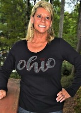 Ohio rhinestone bling shirt XS S M L XL XXL 1X 2X 3X 4X 5X heart
