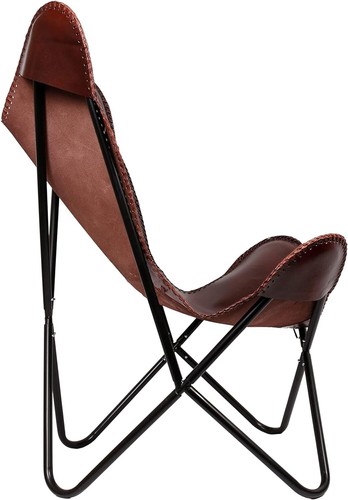 New Leather Butterfly Comfortable Arm chair Relaxing Chair With Iron Frame - Picture 4 of 4