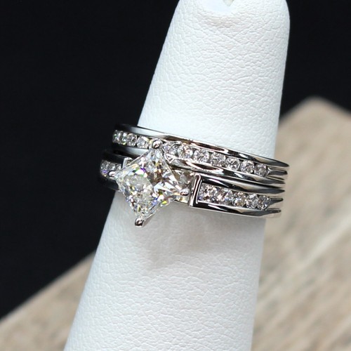 NATURAL GIA 1.35 CT G VS1 CERTIFIED DIAMOND ENGAGEMENT RING 18k WG WEDDING BAND! - Picture 19 of 24