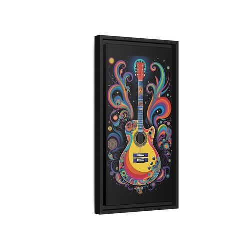 Colorful Guitar Art Print, Framed Matte Canvas Wall Decor, Music Lover Gift, - Picture 3 of 13