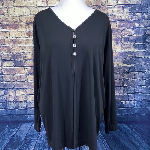 Amanda Smith II Black Button Open Semi-Open Top 3XL - Picture 4 of 12