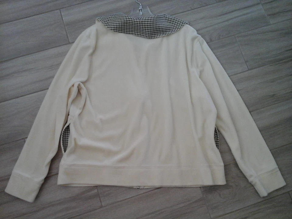 Chaqueta de calentamiento Kim Rogers marfil manga larga cremallera frontal terciopelo talla XL Foto 3 de 3