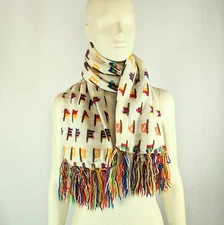 Homemade Knit Flag-themed Scarf colorful vintage retro