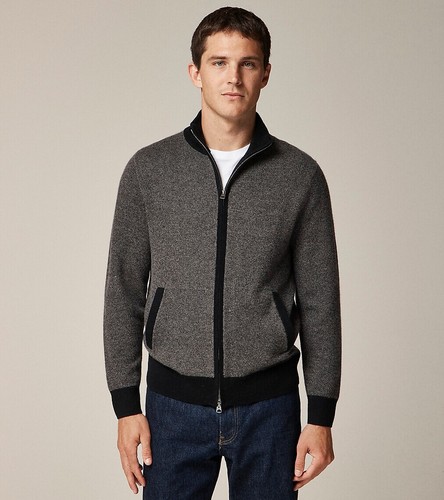 J.Crew Cashmere full-zip sweater in bird's-eye stitch XL NWT! - Picture 2 of 5