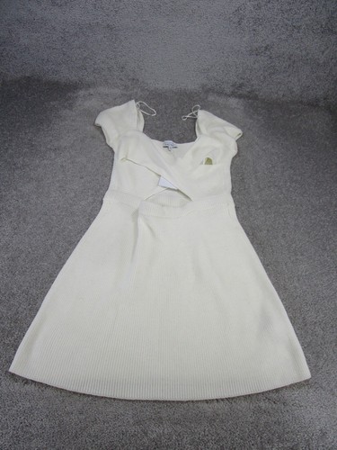 Los Angeles Atelier Dress Womens Medium White Knit Mini Faux Wrap NEW - 第 1/9 張圖片