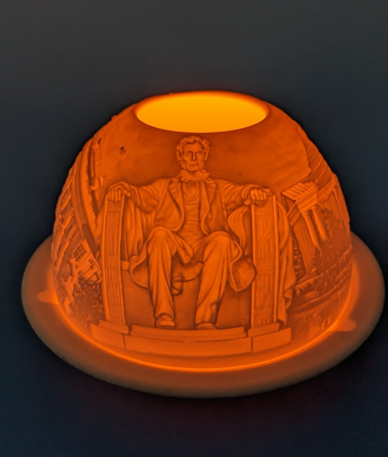 Soporte de luz de té Bernardaud Limoges bisque porcelana Washington DC con vela - Imagen 10 de 17