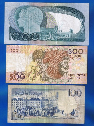 5) PORTUGAL 5x BILLETES 20/1000 Escudos 1968/1992 P-173 174 175 178 180 - Imagen 3 de 5