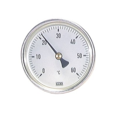 Bimetallthermometer waagerecht m. Aluminiumgehäuse und CU-Schutzrohr, Klasse 2.0