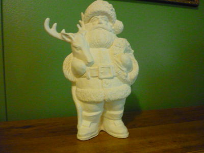  Ceramic  Santa w/ Deer  Ready to Paint