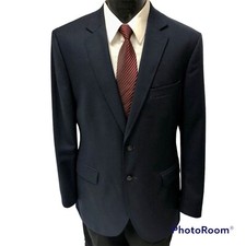 Lands End CANVAS 1963 NAVY Blue Sport Coat Modern NAUTICAL Jacket Wool Blazer 42