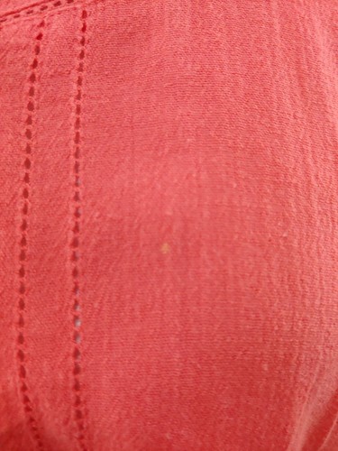 J Jill Womens Top Large Salmon Pink Orange Cotton 3/4 Sleeves Popover Button - Picture 3 of 8