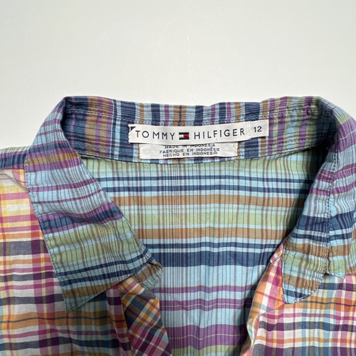 Tommy Hilfiger Women’s Sleeveless Plaid Blouse Multicolor Size 12 Cotton - Picture 3 of 7