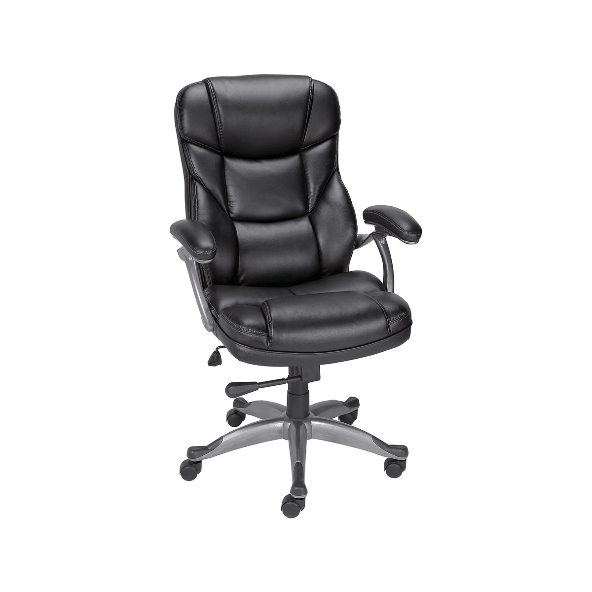Staples Osgood Bonded Leather High Back Manager s Chair Black 21076