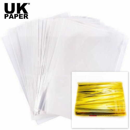 CLEAR CELLOPHANE SWEET GIFT HAMPER FOOD WRAP BAGS LARGE SMALL CELLO + TWIST TIES - Picture 12 of 52