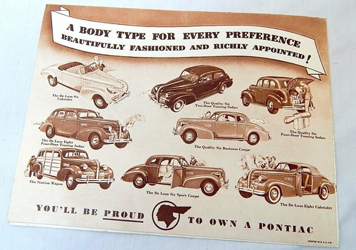 1D 1939 Pontiac Automobile Brochure Dealership Garage Fold Out - Picture 2 of 4