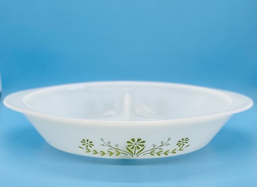 Cazuela dividida Glasbake #J-2352 verde margaritas 12" ANTIGUA - Imagen 1 de 8