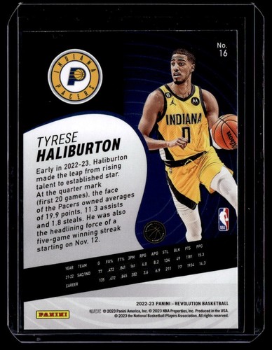 2022-23 Panini Revolution Tyrese Haliburton #16 Indiana Pacers - Picture 2 of 2