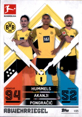 Match Attax EXTRA 2021/2022  Nr.495 - Hummels/Akanji/Pongracic - Abwehrriegel